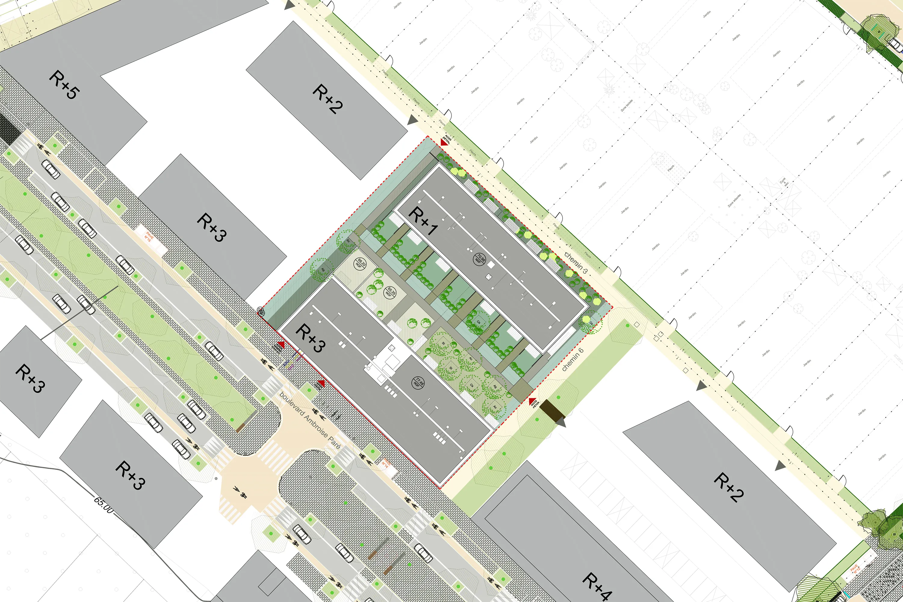 plan masse Vincent Lavergne ATELIER 105