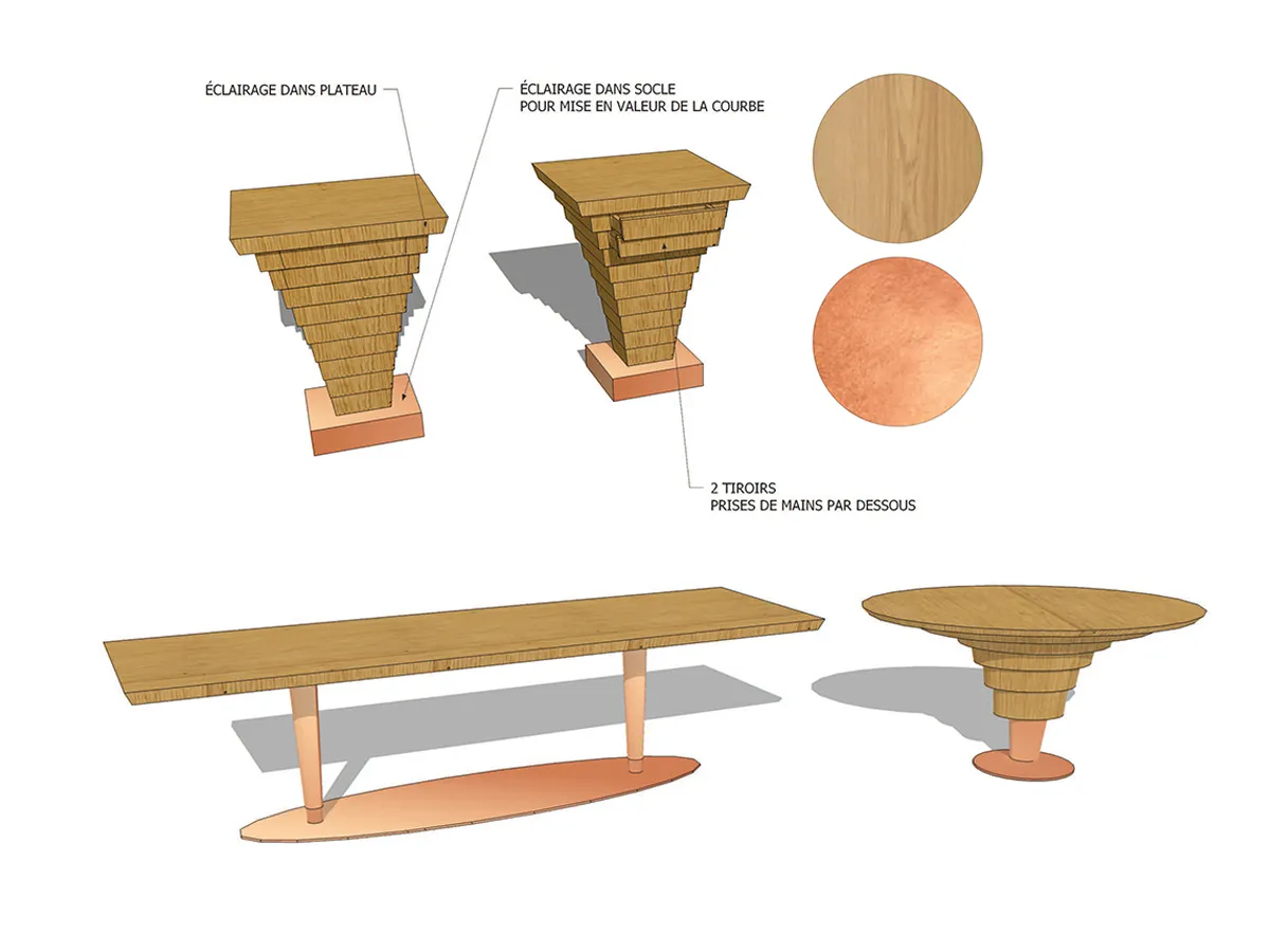 table desserte cuivre