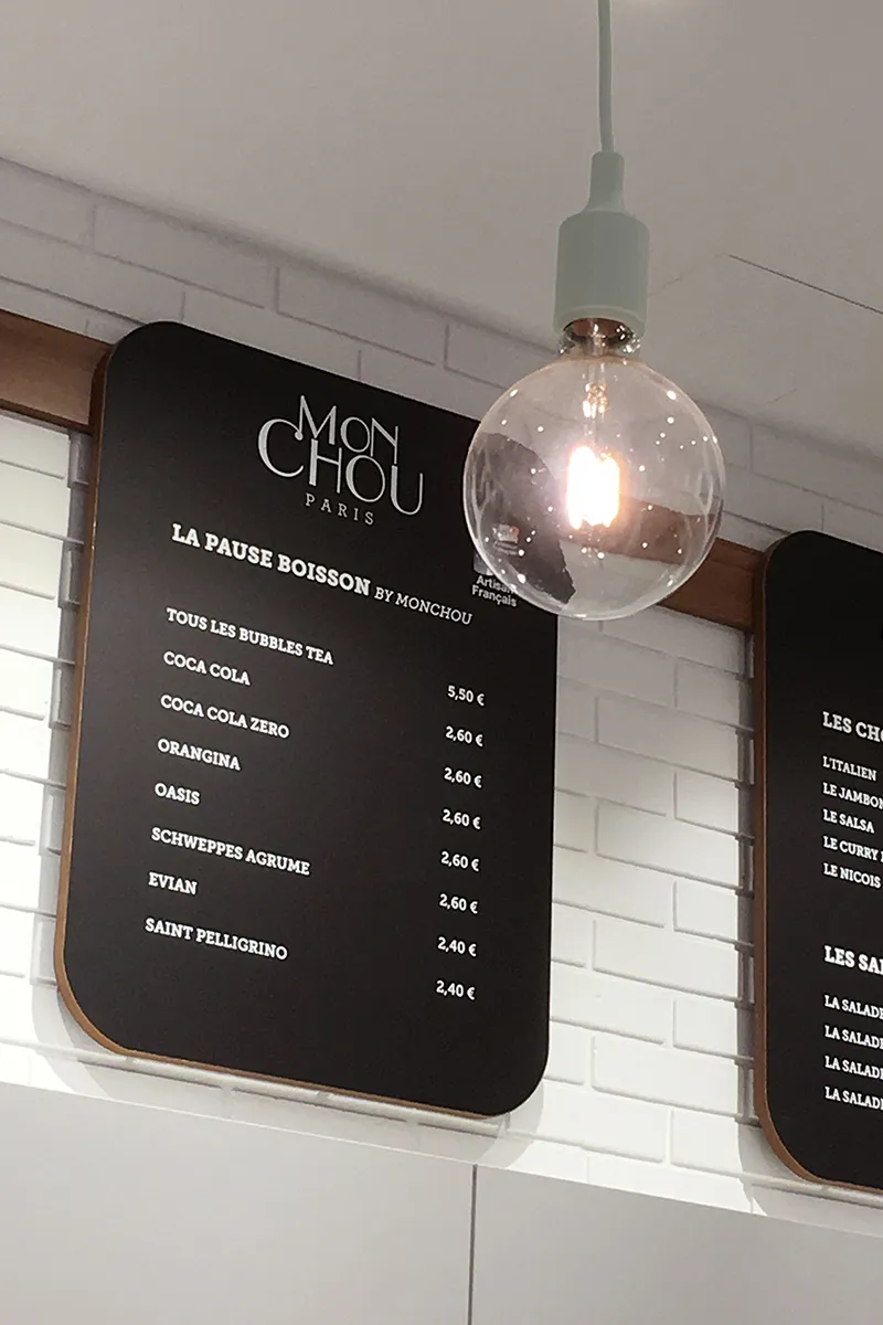 menu board suspendy noyer tableau