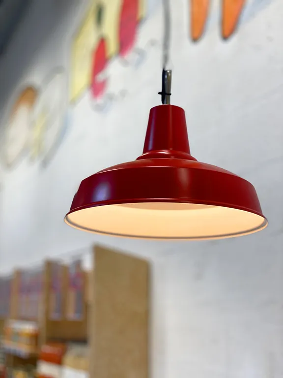 lampe industrielle gamelle rouge